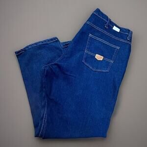 Red Kap Jeans Mens 44x30 Relaxed Straight Work Wear Uniform Denim Blue Zip Pants